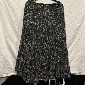 CAbi Black and White Polka Dot A-Line Skirt